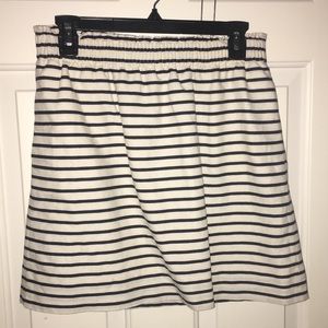 J. Crew blue and cream striped sidewalk skirt